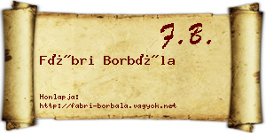 Fábri Borbála névjegykártya
